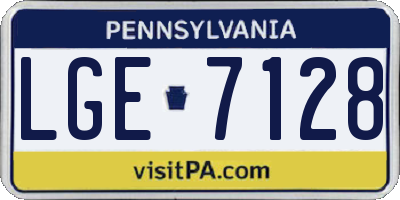 PA license plate LGE7128
