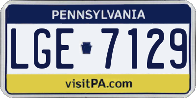 PA license plate LGE7129