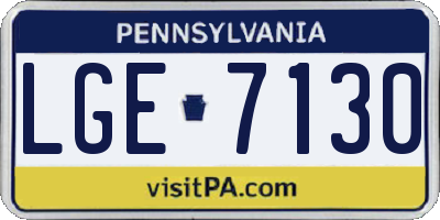 PA license plate LGE7130