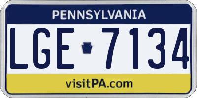 PA license plate LGE7134