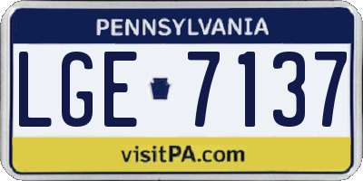 PA license plate LGE7137