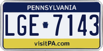 PA license plate LGE7143
