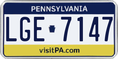 PA license plate LGE7147