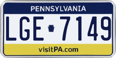 PA license plate LGE7149