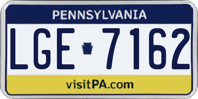 PA license plate LGE7162