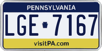 PA license plate LGE7167