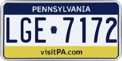 PA license plate LGE7172