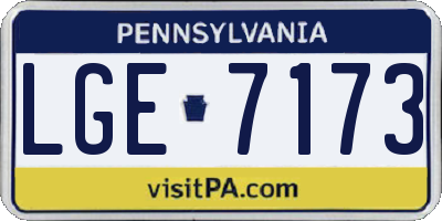 PA license plate LGE7173