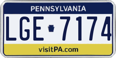 PA license plate LGE7174