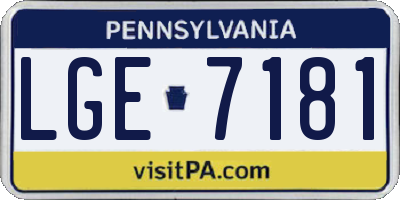 PA license plate LGE7181