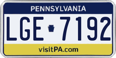 PA license plate LGE7192