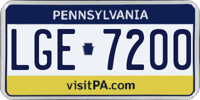 PA license plate LGE7200