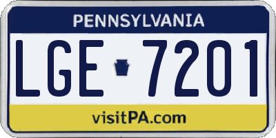 PA license plate LGE7201