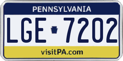 PA license plate LGE7202