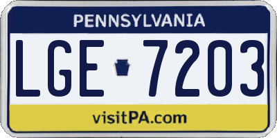 PA license plate LGE7203
