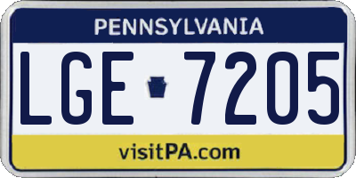 PA license plate LGE7205