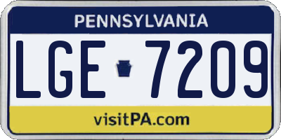 PA license plate LGE7209