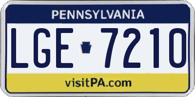 PA license plate LGE7210