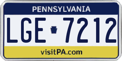 PA license plate LGE7212