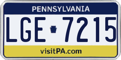PA license plate LGE7215