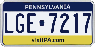 PA license plate LGE7217