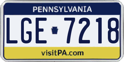 PA license plate LGE7218