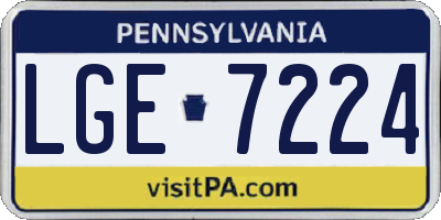 PA license plate LGE7224
