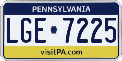 PA license plate LGE7225