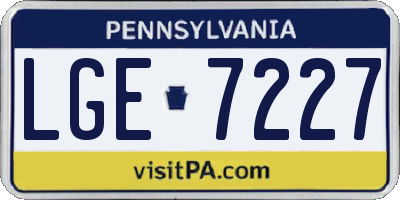 PA license plate LGE7227