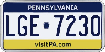 PA license plate LGE7230