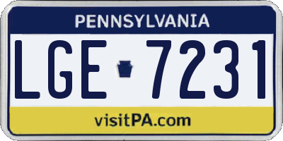 PA license plate LGE7231