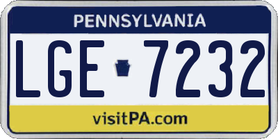 PA license plate LGE7232