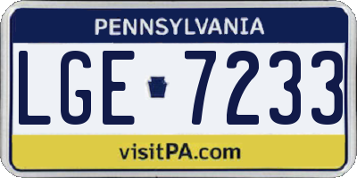 PA license plate LGE7233