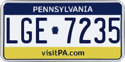 PA license plate LGE7235