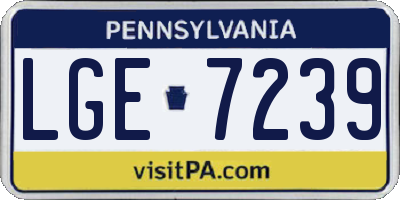 PA license plate LGE7239