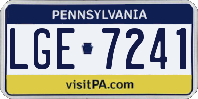 PA license plate LGE7241