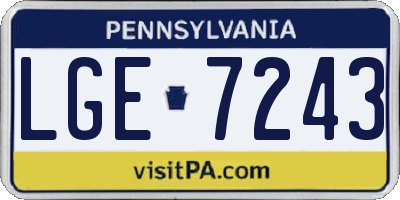 PA license plate LGE7243
