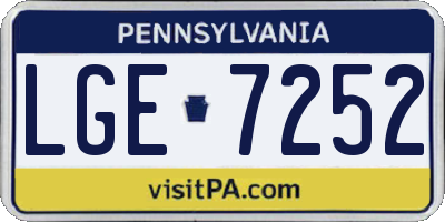 PA license plate LGE7252