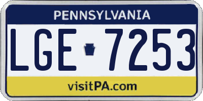 PA license plate LGE7253