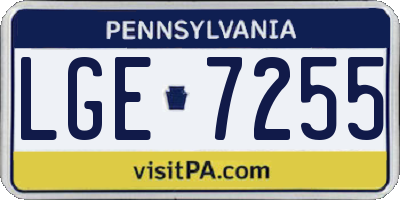 PA license plate LGE7255