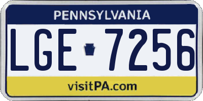 PA license plate LGE7256