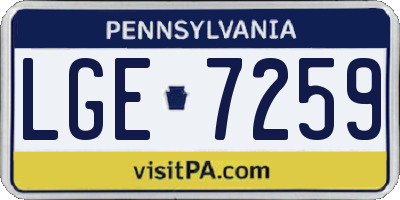 PA license plate LGE7259