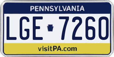 PA license plate LGE7260