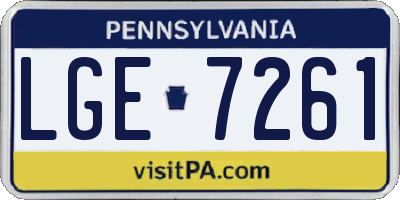 PA license plate LGE7261