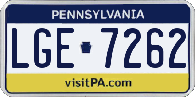 PA license plate LGE7262