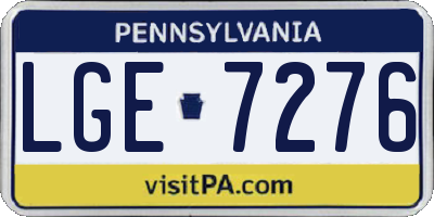 PA license plate LGE7276