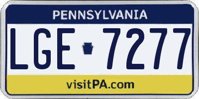 PA license plate LGE7277