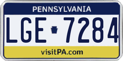 PA license plate LGE7284