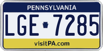 PA license plate LGE7285