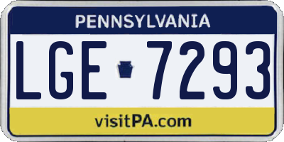 PA license plate LGE7293